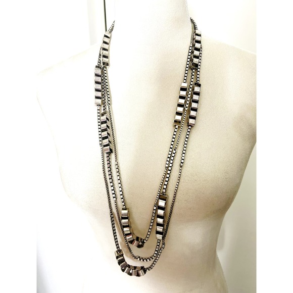 Lee Angel silver layered heavy chain Y2K revolve - Picture 2 of 6